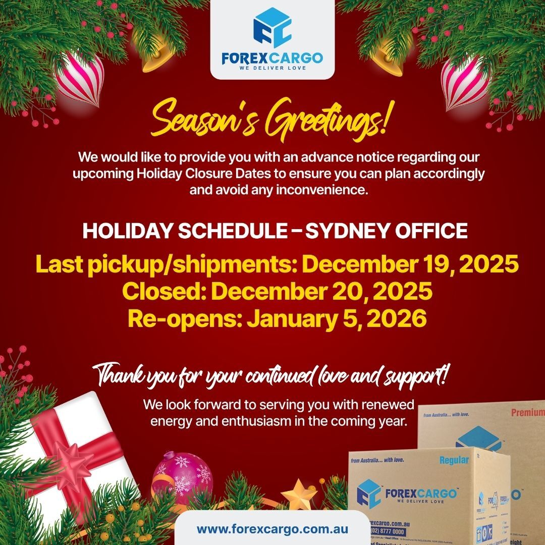 Forex Cargo Christmas Holiday Closing 2025